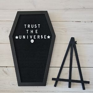 Black Coffin Letter Board with Easel